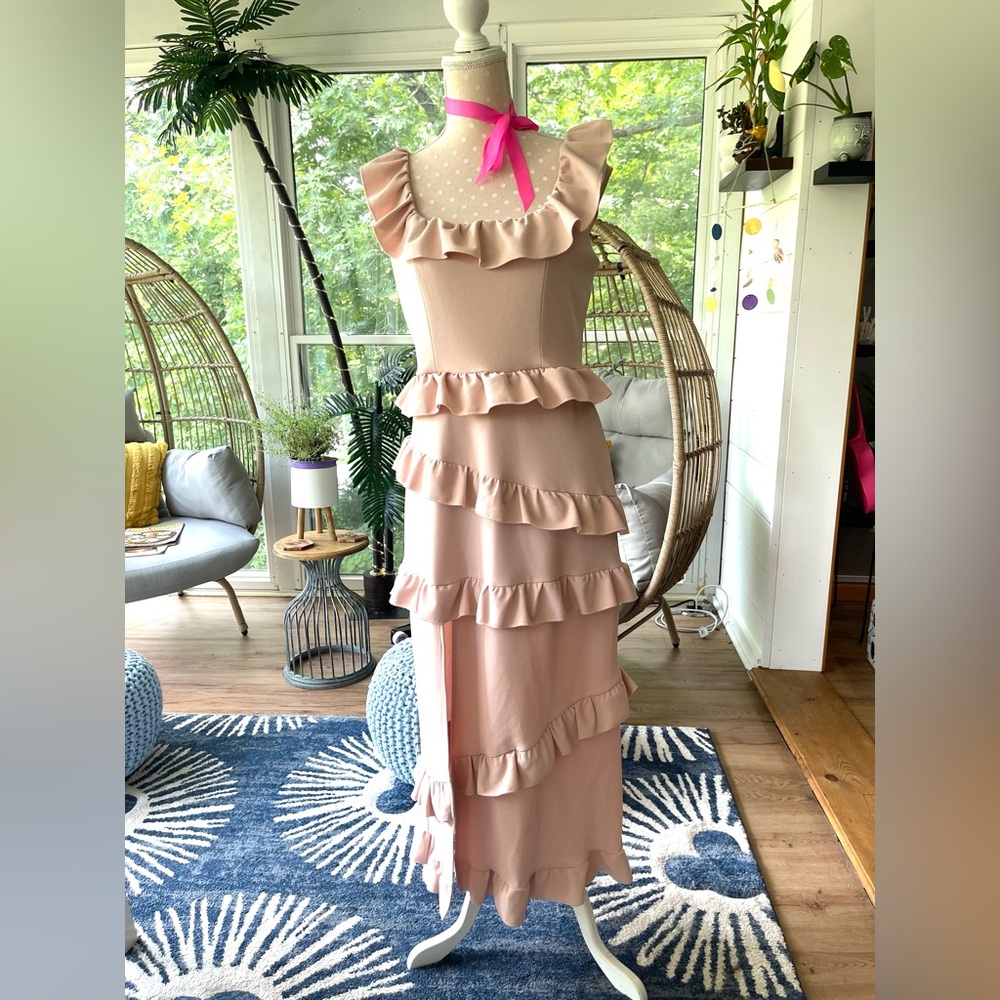 Show Me Your MuMu Blush Pink Ruffle Maxi Dress
